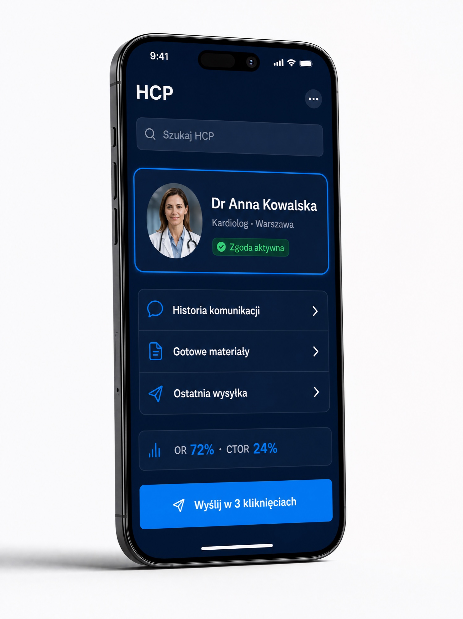 Trigger Rep Mobile — ekran HCP / HCP screen